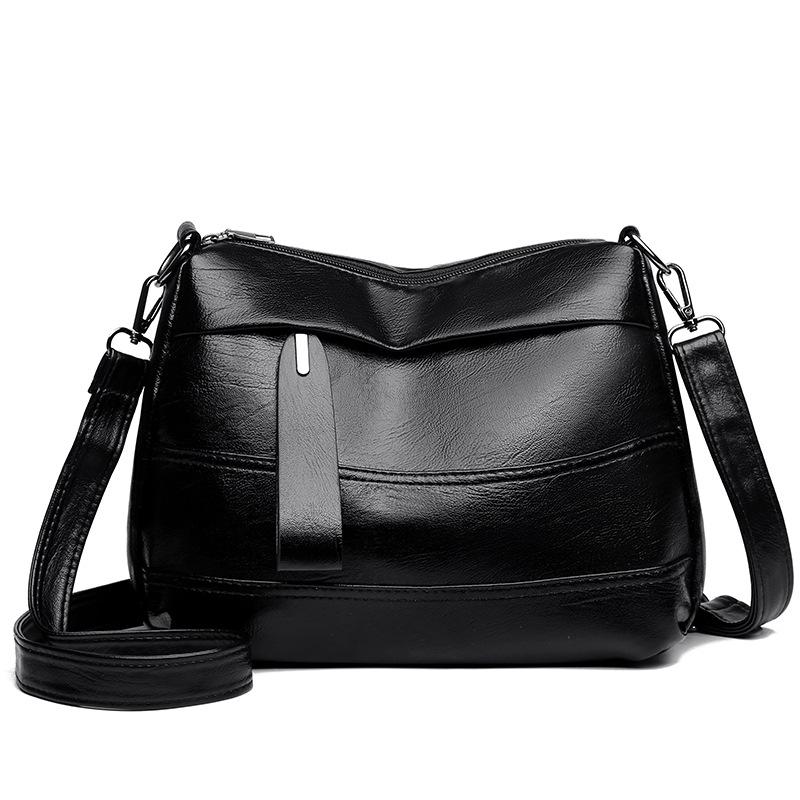 Fashion soft leather large capacity multi-compartment simple washed leather small square bag versatile commuter shoulder messenger bag