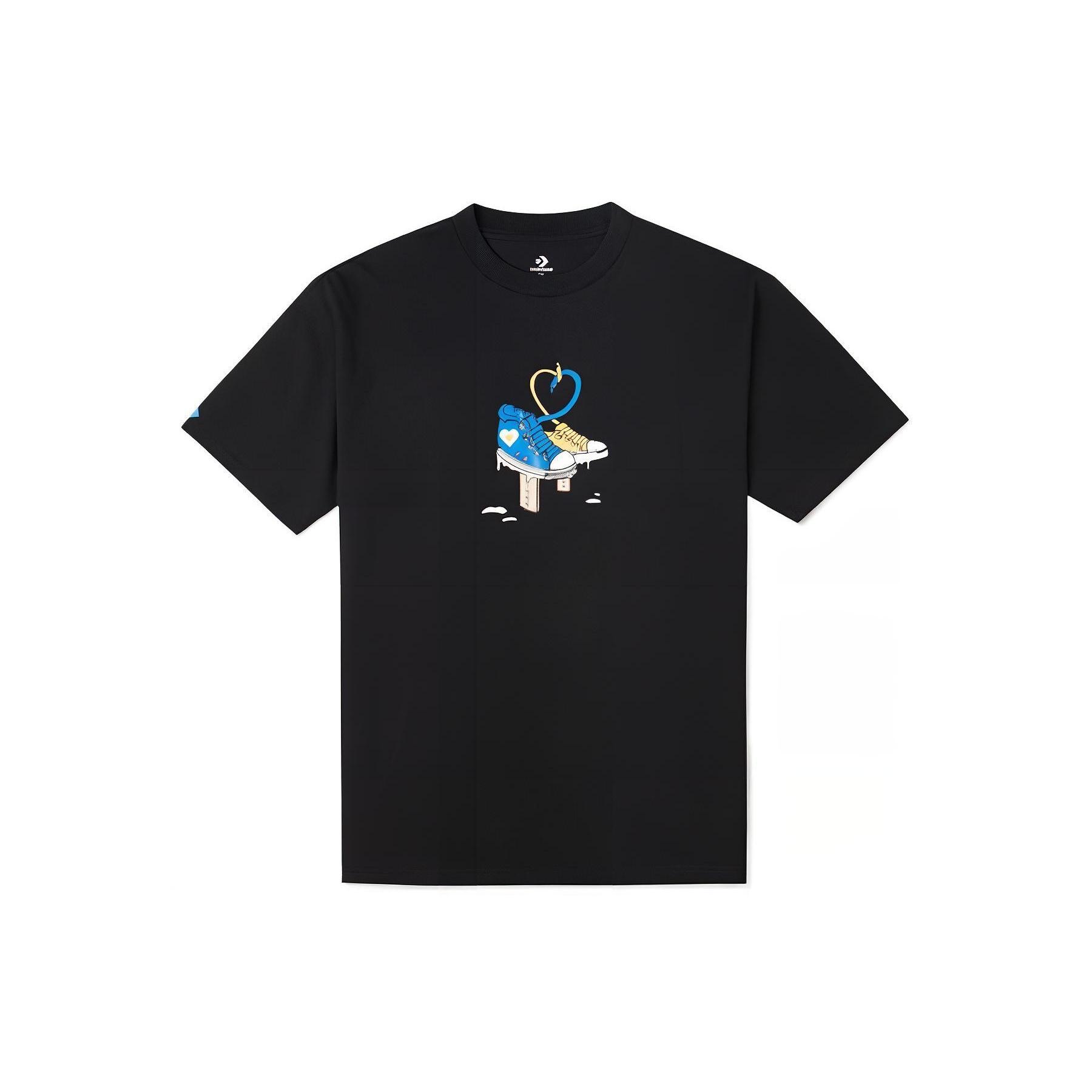 Men s Converse Printing Casual Breathable Short Sleeve Black 10023156-A01 S