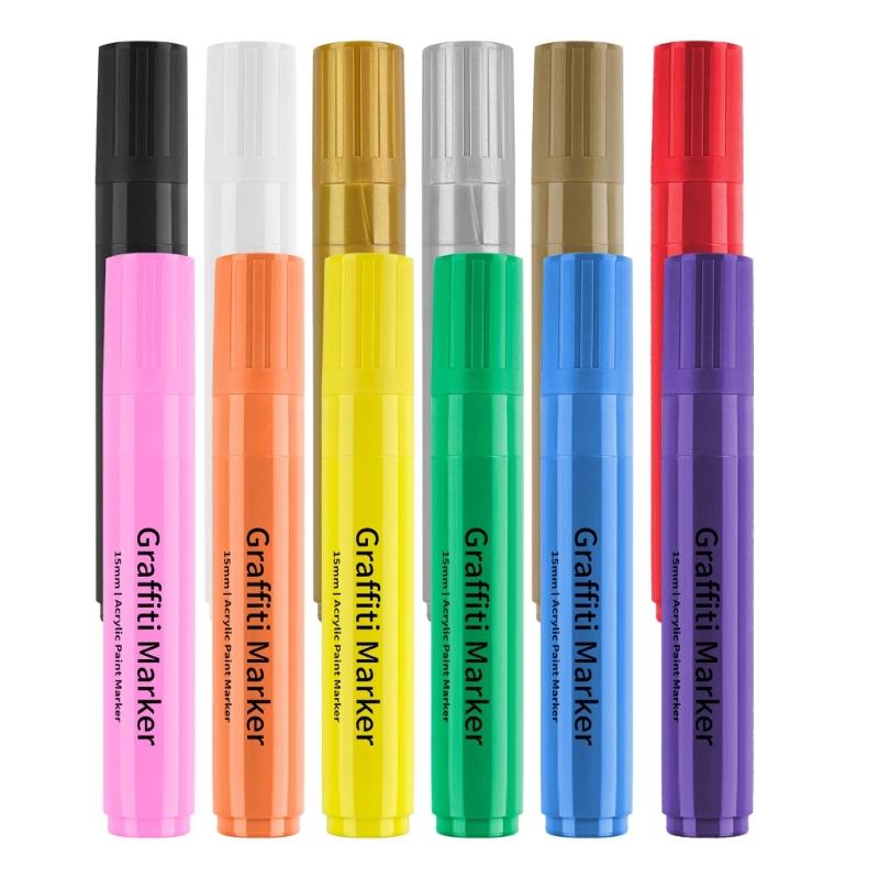 12 Pcs Acrylic Paint Pen Acrylic Markers 15mm Wide Acrylic Pen Coloring Markers Colouring Pen for Painting Drawing 1