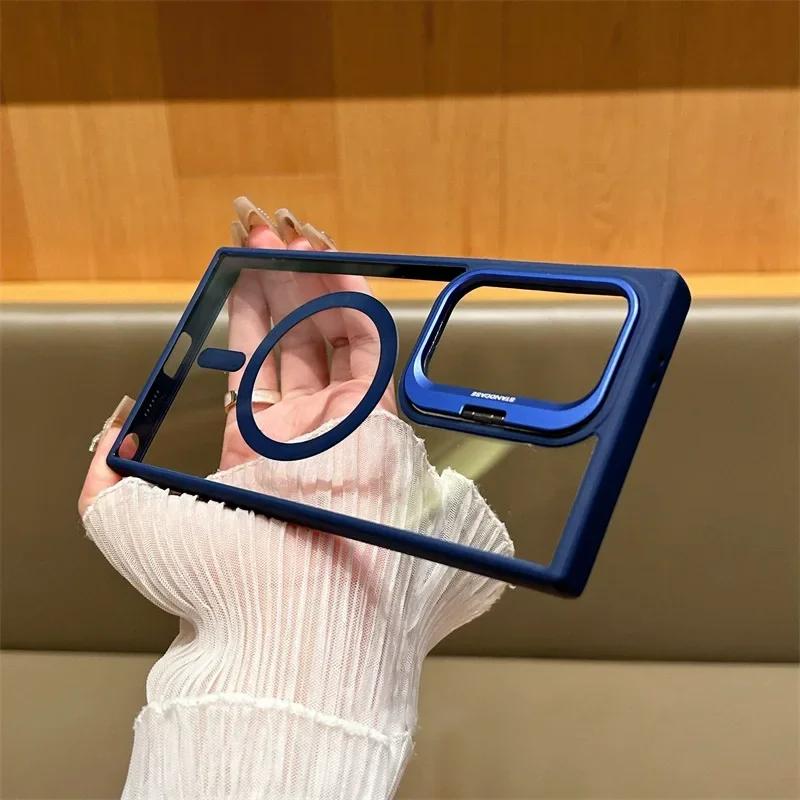 

Magnetic Wirelesss Charge Case For Samsung Galaxy S24 S22 S23 Ultra S23 Plus For Magsafe Camera Protector Holder Clear Cover For S24