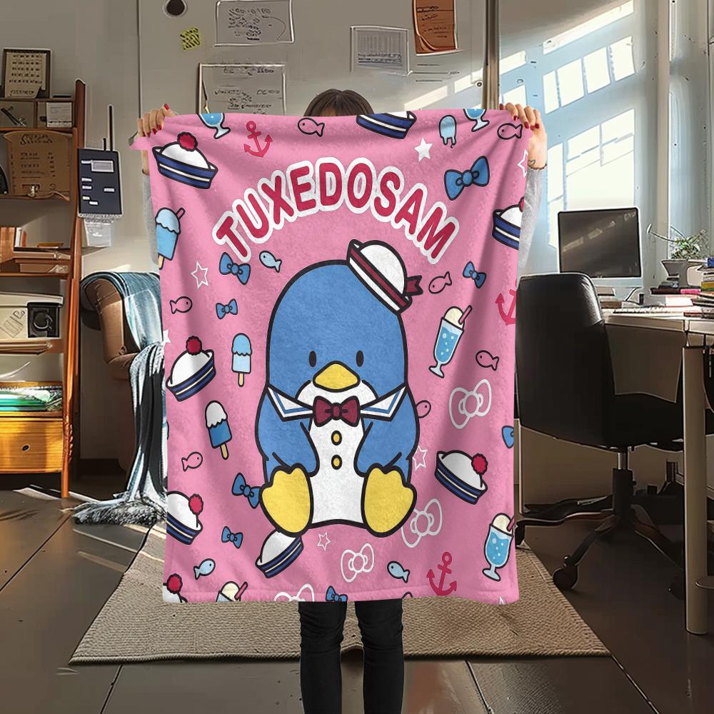 1PC Sanrio Cute Print Flannel Blanket, High quality All Seasons, Home Decor, Warmth and Comfort, Perfect for Christmas Gifts