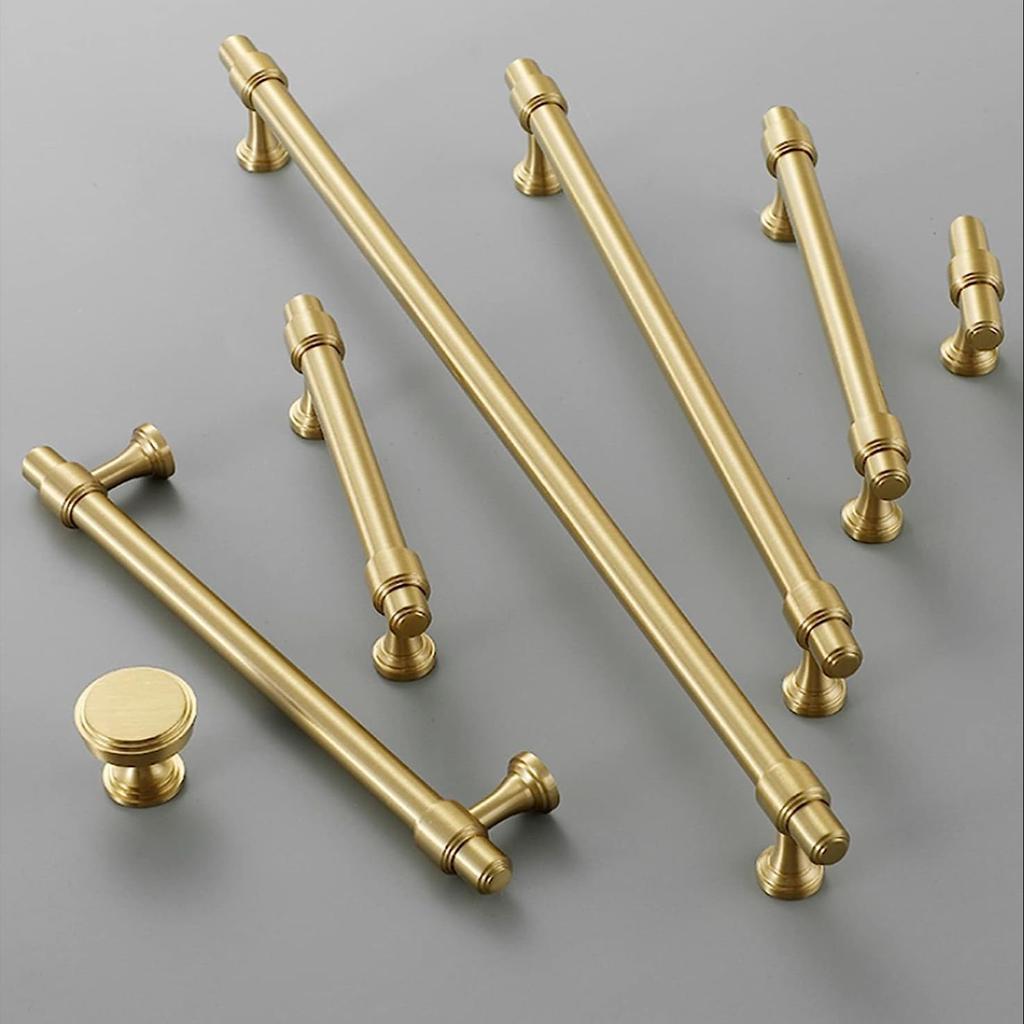 Solid Brass Furniture Handles and Knobs Multi Sizes T Bar Dresser Wardrobe Pulls Luxury Cabinet Hardware Kitchen Accessories