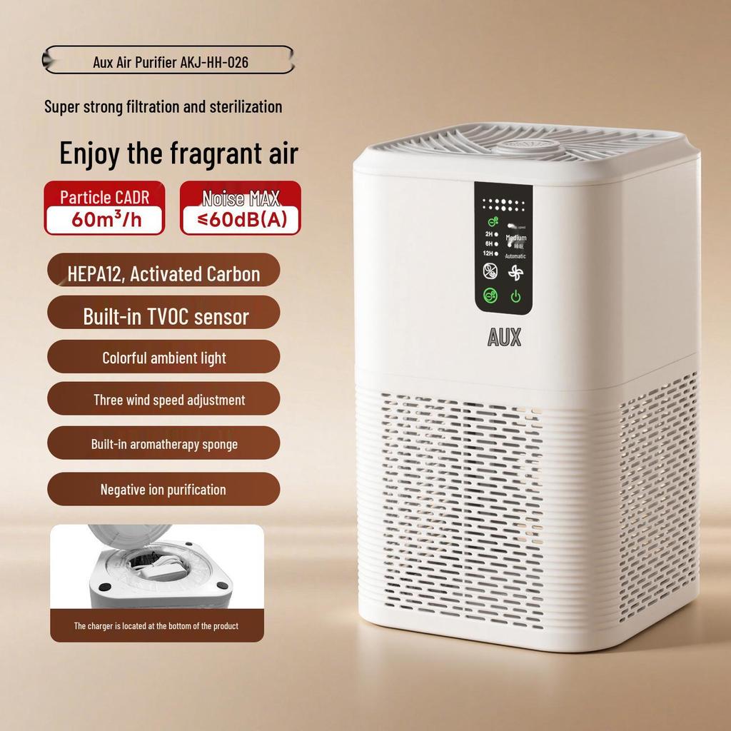Aux Indoor Negative Ion Air Purifier for Smoke, Odor, Dust, and Allergen Removal