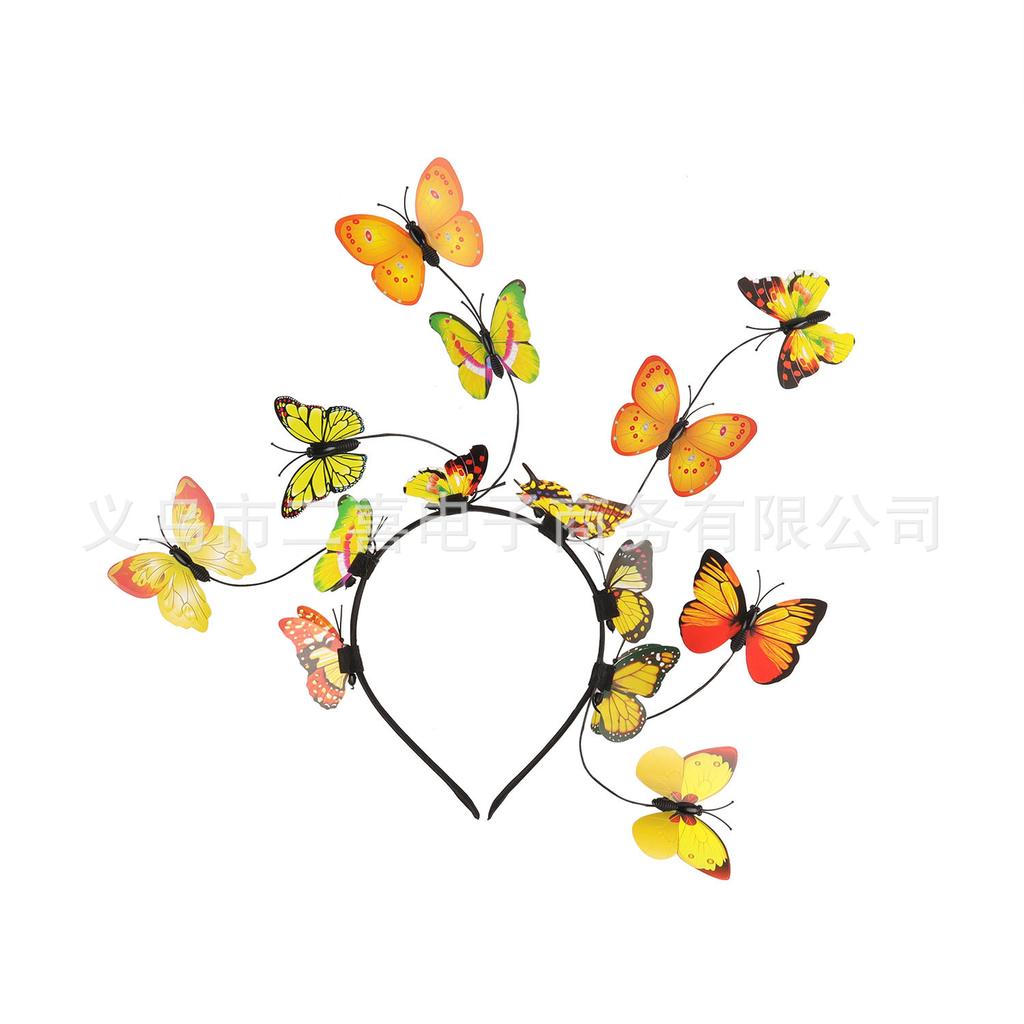 Hot Sale Simulation Plastic Butterfly Headband Head Flower Bridal Headband Travel Photo Photo Headgear