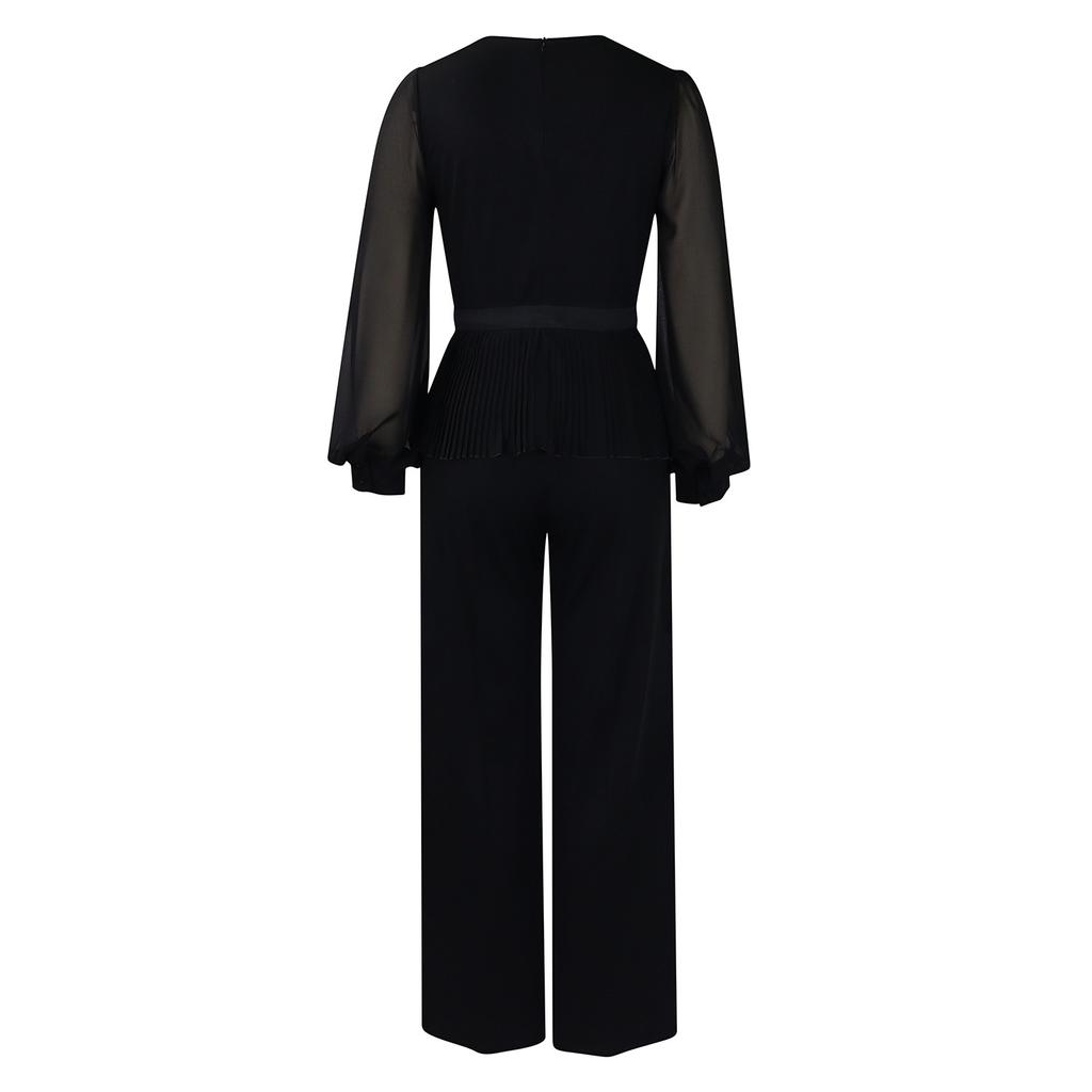 Traje de dos piezas con pantalones anchos y manga larga para mujer, nuevo estilo