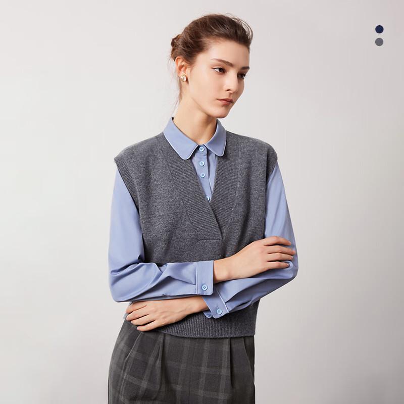 Navigare Women's Loose Fit All-Wool V-Neck Sweater Vest