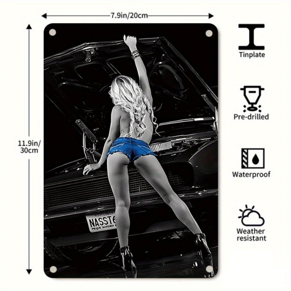 Vintage Metal Wall Art Retro Car Model Decor 7.9x11.9 Inch - Easy To Hang Ideal Gift For Home Bar Cafe Garage