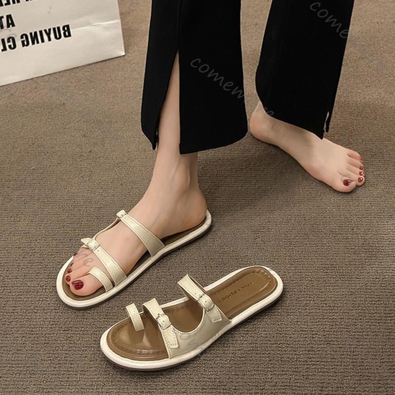 Fashion Comemore Women's Flip Flops Summer Non-Slip Flat Soft Sole Slides Shoes Fashion Casual Comfortable Outdoor Beach Sandals Slipper