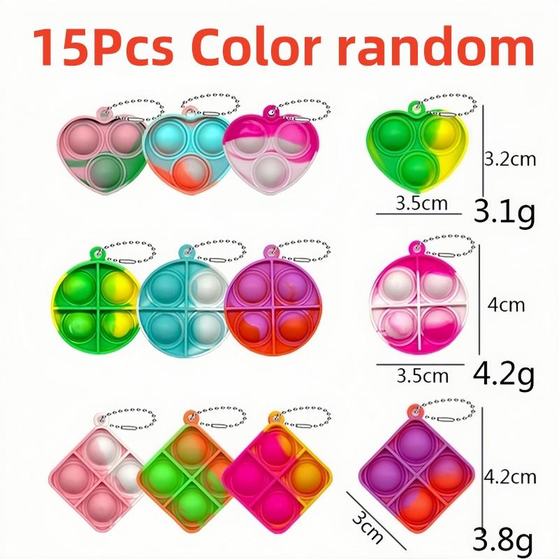 Toys Toys Toys 15PCS Pop Fidget Mini Pop Keychains Toddler Fidgets Pack Sensory Bulk Packs Reduce Pressure Party Favors Gifts