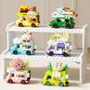 Mini Food Truck Building Blocks Set Cute Burger Ice Cream Flower Car Bricks Toy Kids Birthday Party Favors Diy Desktop Ornament