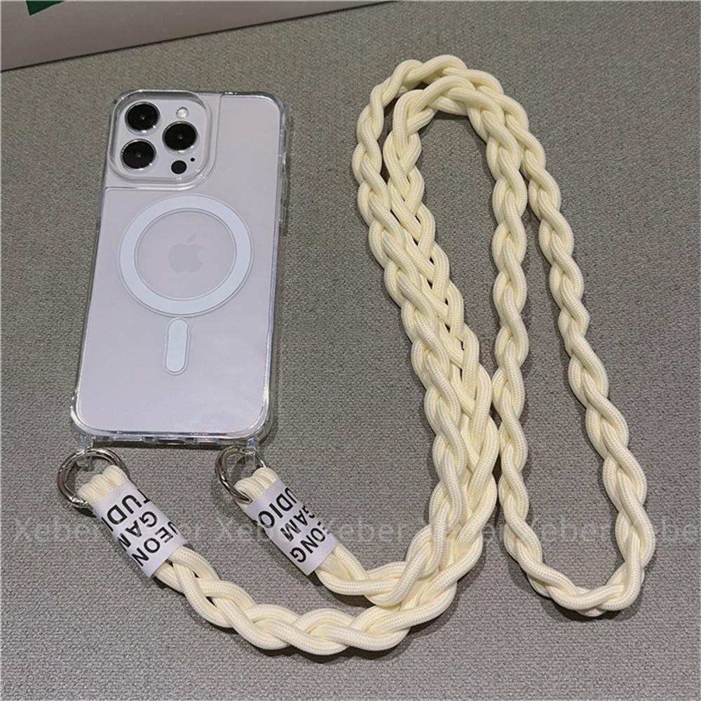 Crossbody Necklace Lanyard For Magsafe Magnetic Wireless Charging Case For iPhone 17 Air 16 15 11 12 13 14 Pro Max Clear Cover