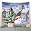 Cartoon Santa Claus Pattern Tapestry Home Bedroom Living Room Wall Decoration Christmas Theme Tapestry