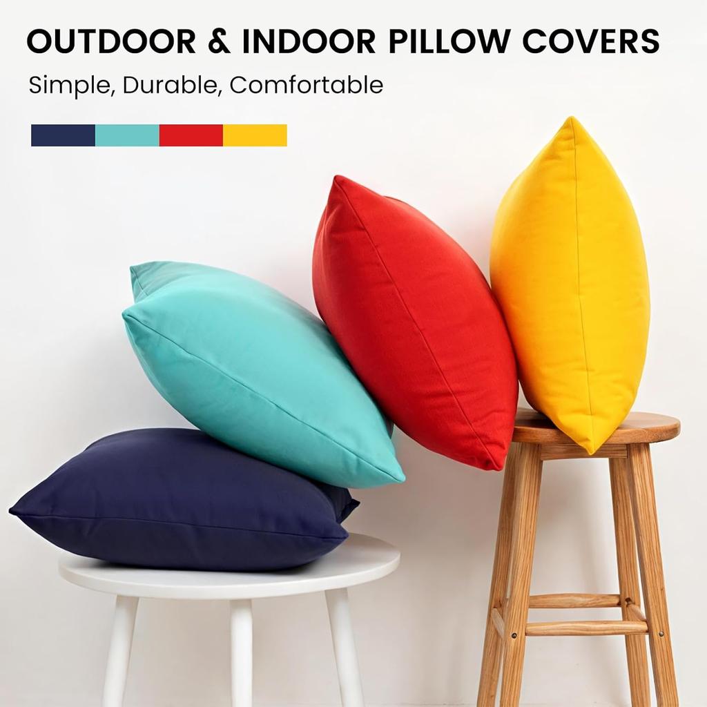 Premillow Outdoor Pillow Covers Set of 2, Decorative Farmhouse Waterproof Pillow Covers, Solid Linen Pillowcase Cushion Covers for Patio Garden