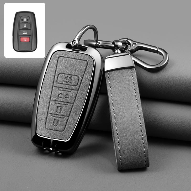 Zinc Alloy Leather Car Key Cover Housing Key Fob For Toyota Prius Camry Corolla C-Hr Chr Rav4 Land Cruiser Prado Key Fob