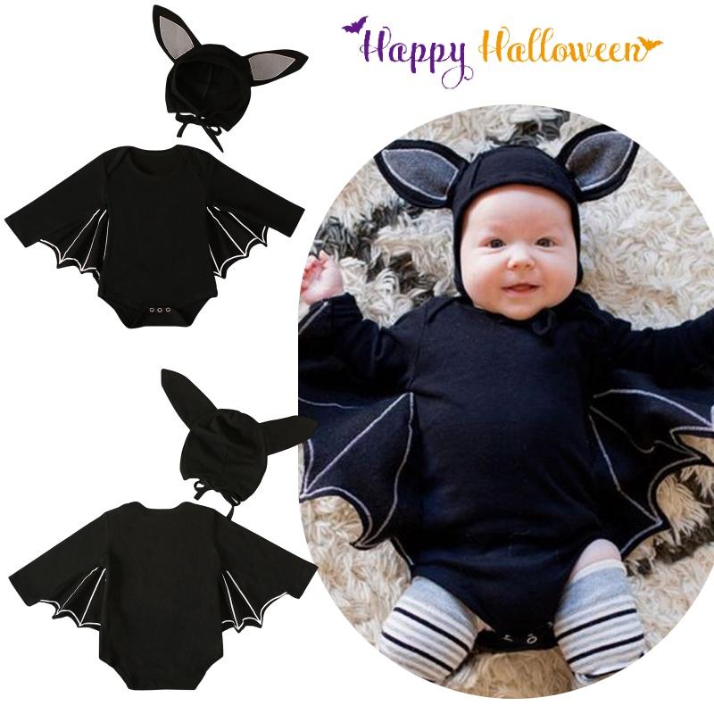 Boys And Girls European And American Style Halloween Batman Hat Long Sleeve Jumpsuit Set