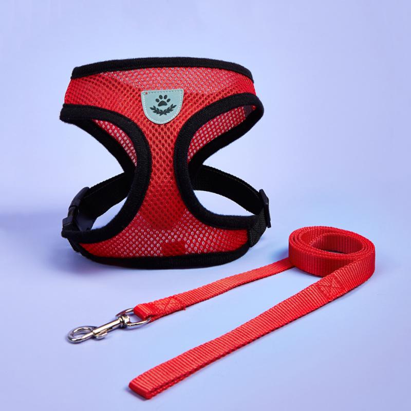 

Комплект шлейки и поводка для собаки - Дышащая сетчатая нагрудная шлейка Small красный