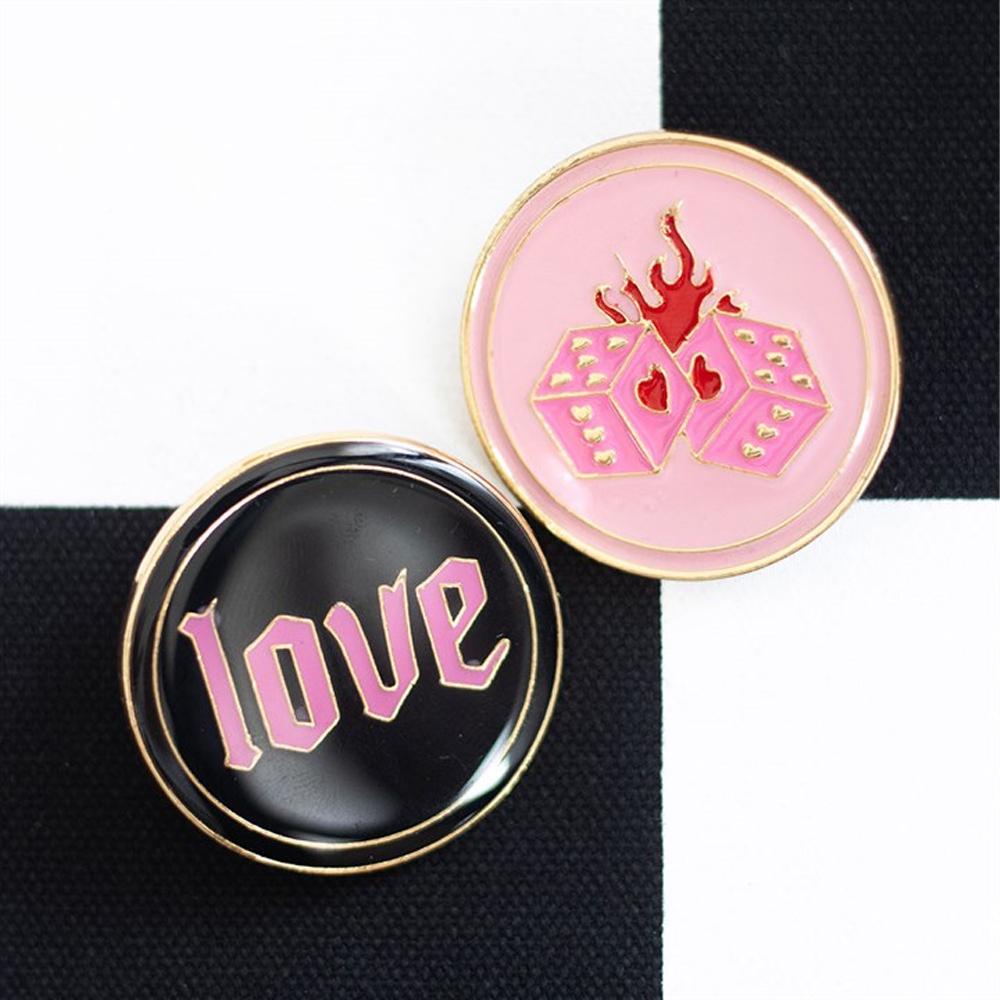 Something Different Love Flaming Dice Badge (Pack of 2)