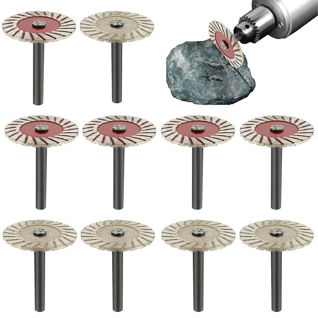 Stone Carving 40mm Diamond Cutting Discs, 10Pcs Mini Wheel for Rotary Tool, Turbo Engraving Saw Blades for Granite Marble Ceramic Porcelain Tile