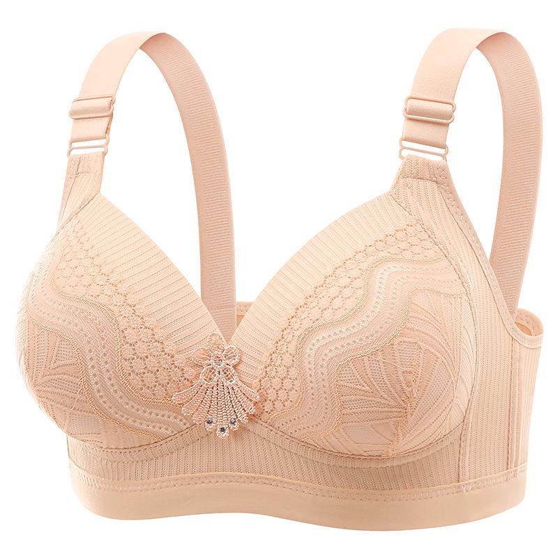 Front Closure Wireless Push-Up Bra for Middle-Aged and Elderly Women