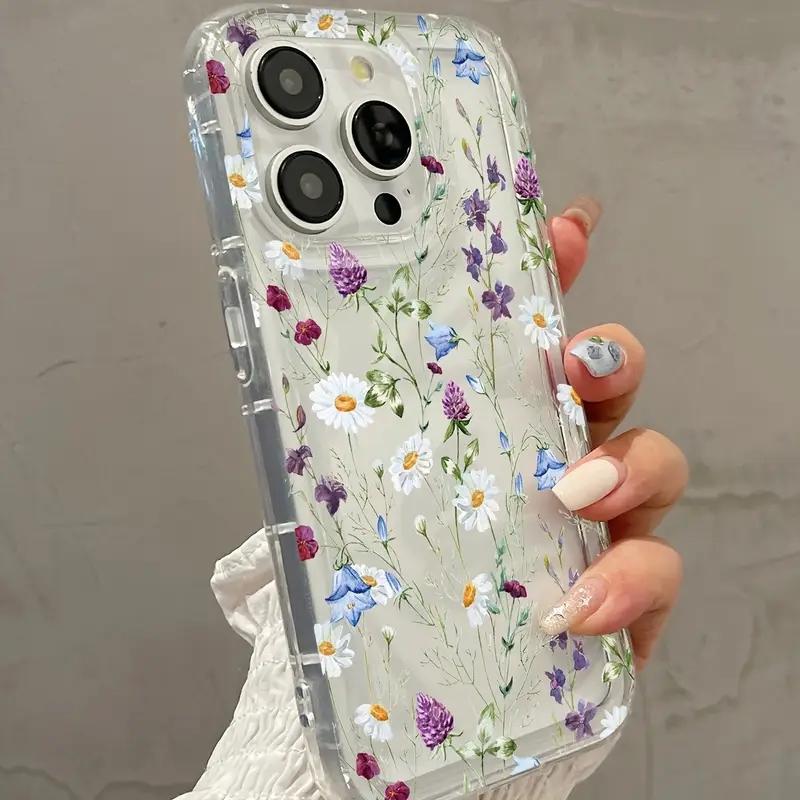 Flower Printed Simple Transparent Phone Case For iPhone 17 16 15 14 13 12 11 Mini Pro Max X XR 8 7 Plus SE 2 Soft Back Cover