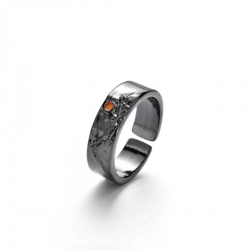 Handmade Adjustable Open Ring In Sterling Geometric Asymmetrical Design Inspired By Classical Chinese Landscape Guan