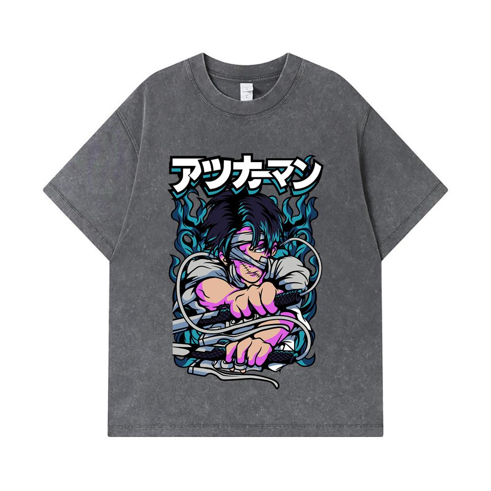275 GSM Washed T-shirts 100% Cotton Attack on Titan V7 Levi Print Unisex Heavy Cotton T Shirt