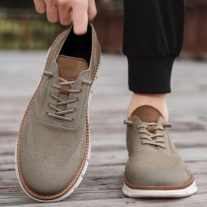 Klassische, atmungsaktive Herren-Freizeitschuhe mit Dämpfung, farblich abgesetztem Design, vielseitige Sneaker, leichte Schuhe