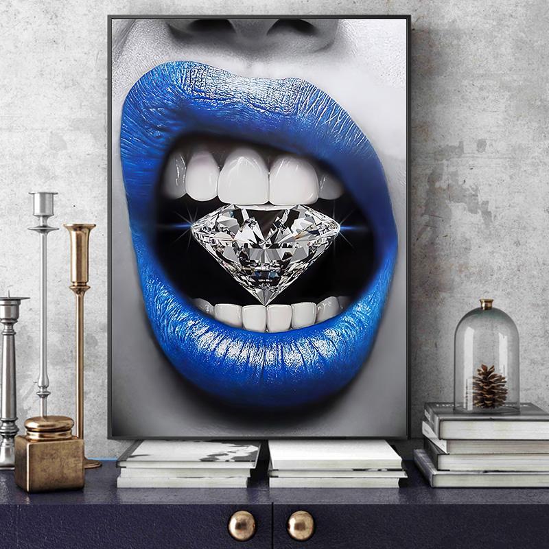 

Sexy Woman Red Lips Money Rose Wall Art Posters Modern Home Living Room Bedroom Decorative Canvas Painting Picture Print Artwork 20x30cm