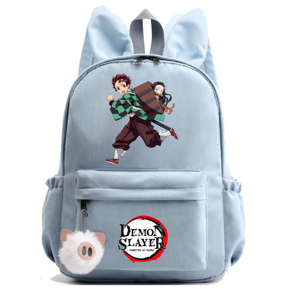 Anime Cartoon Demon Slayer Aufdruck Rucksack für Teenager Kinder Schüler Schultasche Mädchen Damen Große Kapazität Wasserdicht Reisetasche Geschenk Mochila