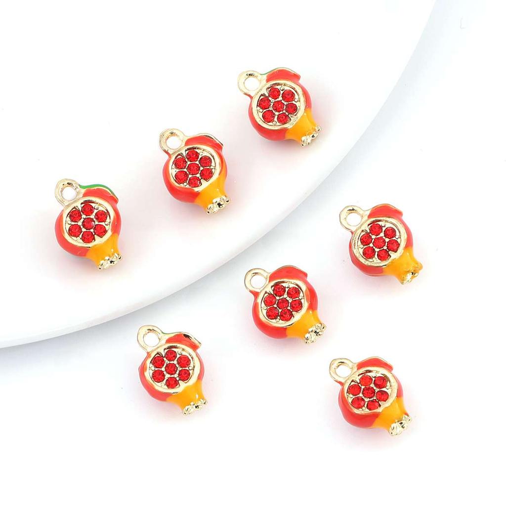 2Pcs Alloy Fruit Enamel Pendant Strawberry Grape Cherry Charms for Jewelry Making DIY Bracelet Handmade Craft Accessories