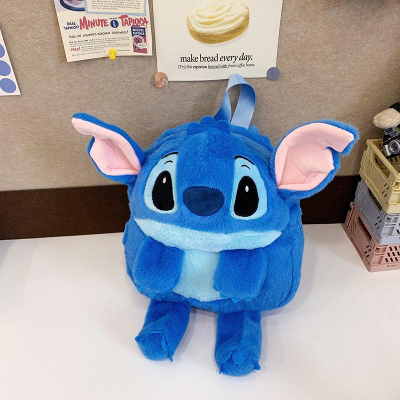 Stitch Cartoon Plush Doll Backpack - Cute & Fluffy Bag for Girls