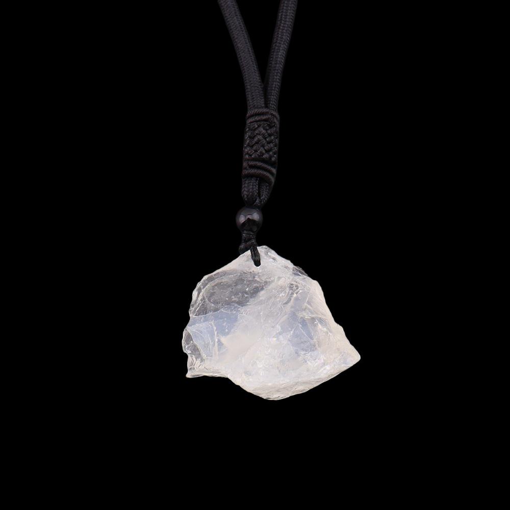 Natural Crystal Irregular Stone Pendant Necklace - Handcrafted Jewelry Sweater Chain