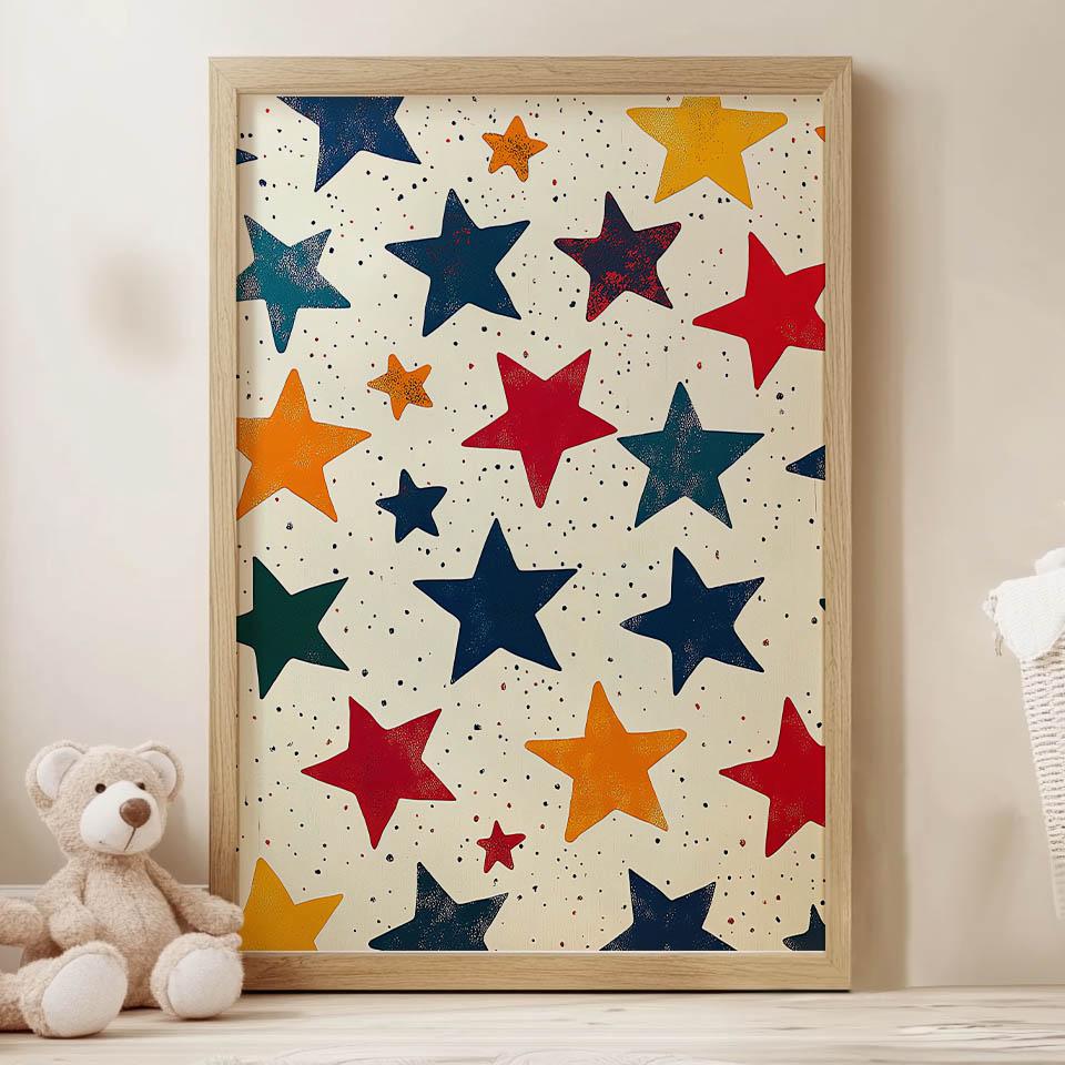 Happiness Star Poster Happiness Star Poster, 30X40 Cm, White Wooden Frame, 230 Gsm Matte Paper