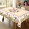 Easter Bunny Eggs Floral Tablecloth for Table Decor Spring Watercolor Rose Tulip Flowers Dining Table Cloth Easter Decorations