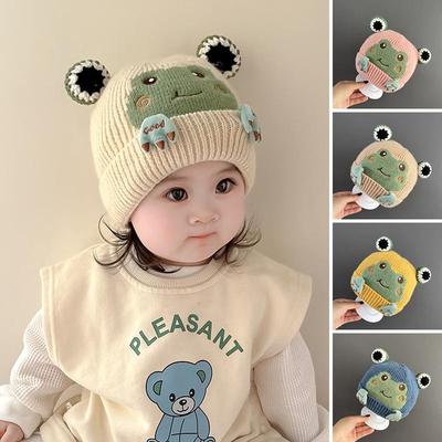 Niedliche Frosch Baby Strickmütze Cartoon Kinder Winter Warme Ohrenschutz Mütze Kleinkind Beanie Kinder Häkelmütze