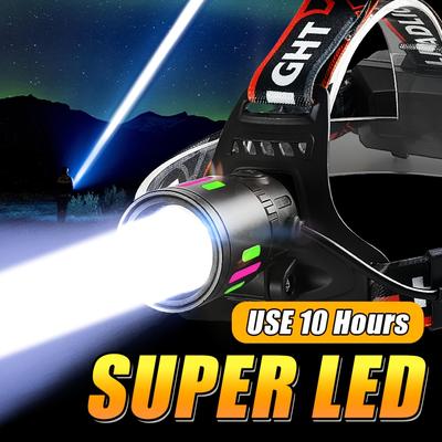 2025 High Power Rechargeable LED Outdoor Headlamp with 3 Modes, Type-C Charging Head Flashlight for Fishing, Hiking, Car Repair