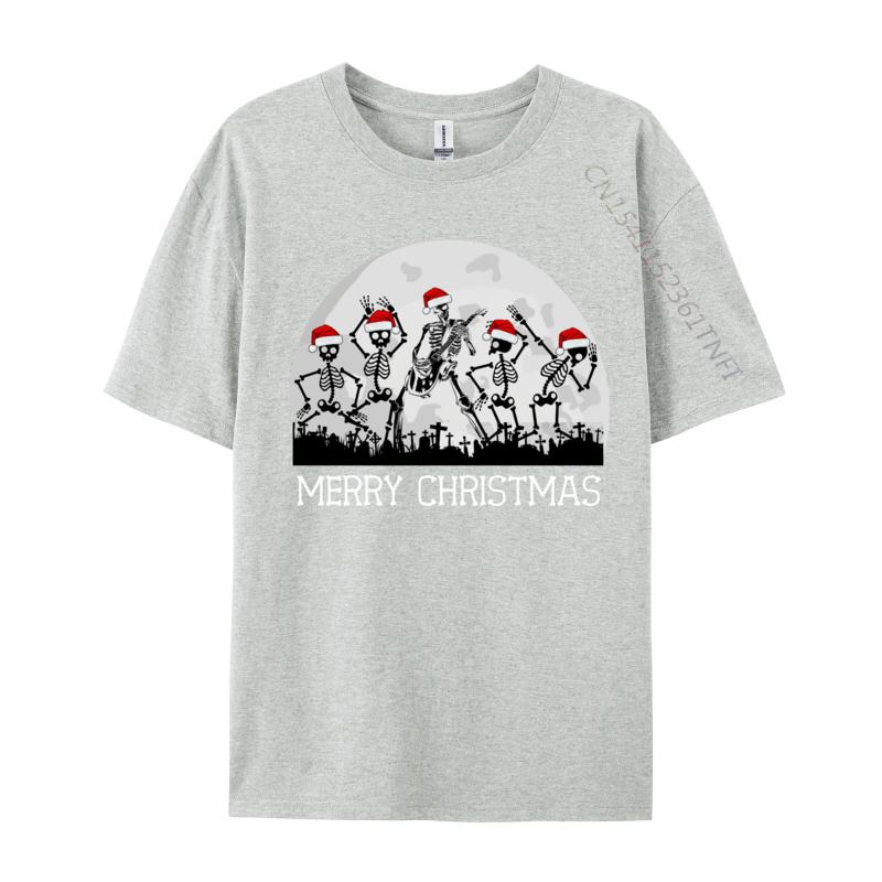 Skelette tanzen zu Rockgitarre auf Friedhof Frohe Weihnachten T-Shirt Kleidung Mann T-Shirts Einfaches T-Shirt Nagelneu