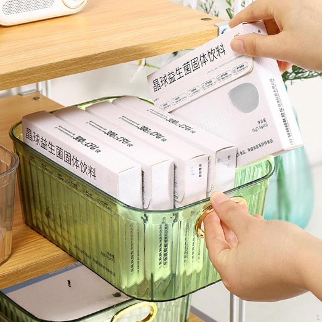 Acrylic Makeup Storage Bin Jewelry Organizer Built In Handles 23.3x15.7x8.8cm Basket
