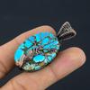 Tibetan Turquoise Pendant, 999 Copper Wire Wrapped Gemstone Jewelry, Handmade Pendant, For Thanksgiving