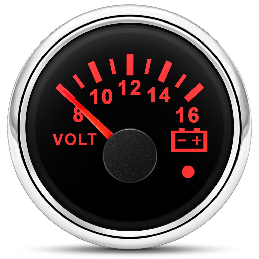 Waterproof IP67 52mm Voltmeter with Alarm Red Backlight 8~16V,18~32V Voltage for Automobile Car Marine Boat Yacht 12V24V Custom