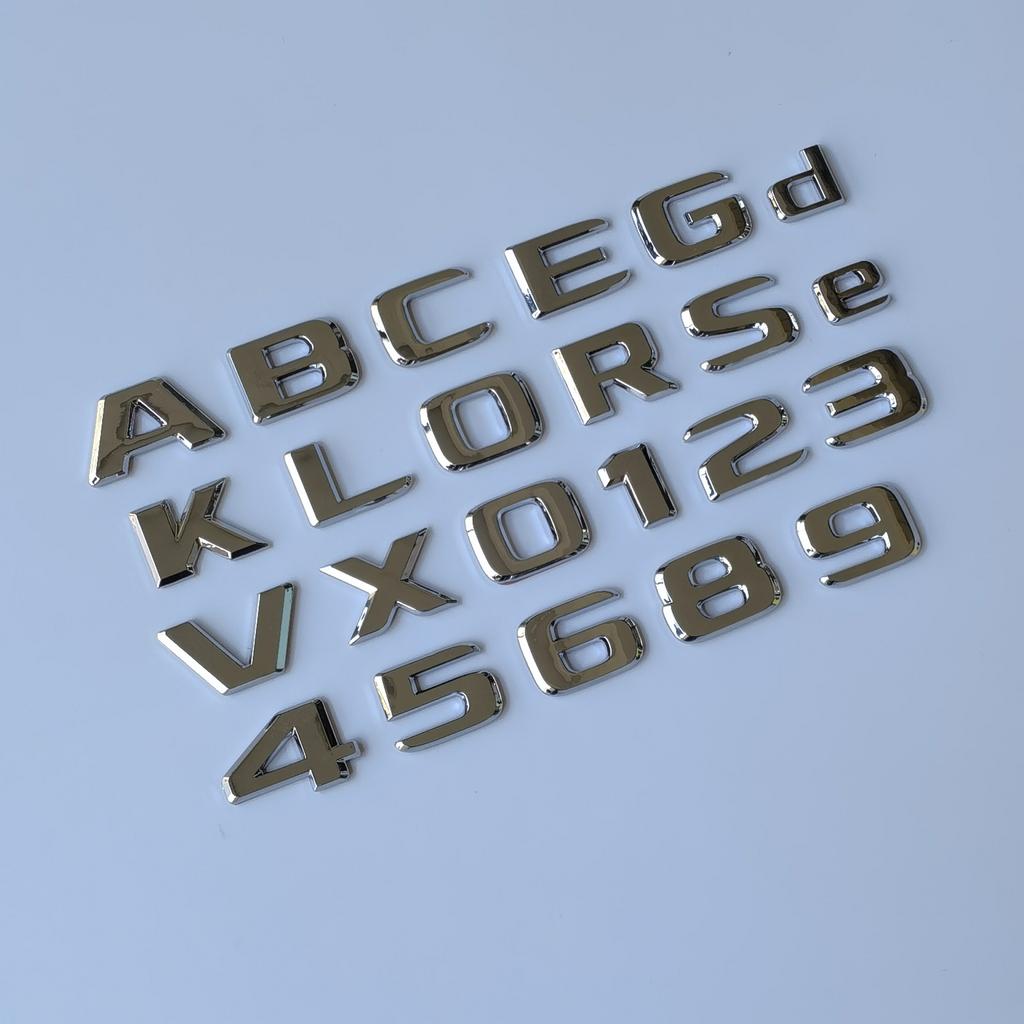 ABAL1 2.3cm DIY Flat Letters Numbers ABS Car Emblem for MB Since 2017 Trunk Nameplate Logo Sticker Chrome Glossy Matte Black