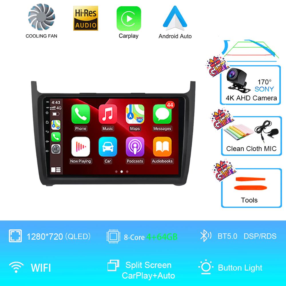 Car Radio 2Din Android 14 Stereo For Volkswagen VW Polo Sedan 2008 -2015 GPS Navigation Multimedia Mirror L-ink BT WIFI QLED DSP