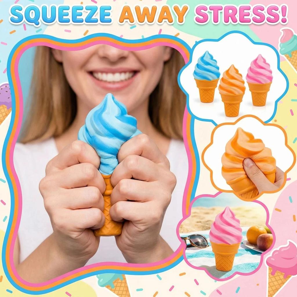 Ice Cream Squishy, Simulation Food Squeeze, Slow Rise Stress Ball, Sensory Fidget, Office Desk Decor, Anxiety Relief