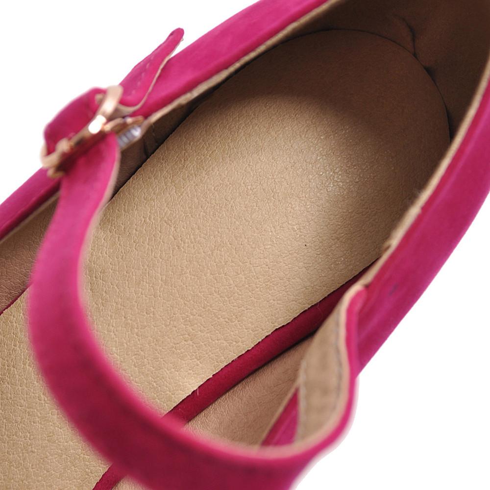 Divat Klasszikus Magassarkú Cipők Női Tavaszi Alkalmi Bokapántos Flock Fekete Rózsapiros Ék Esküvői Irodai Cipők Női Nagy Méret34-43