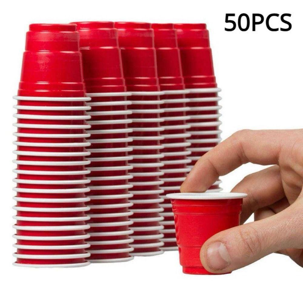 50PCS Red Disposable Cup 59ml/2oz Disposable Tableware High Quality Mini Wine Cup  Party