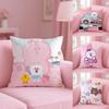 Kingdom L-Line F-Friends Pillow Case Plush Fabric Soft Double-Sided Printed Sofa Warm Winter Home Gift Cushion Cover