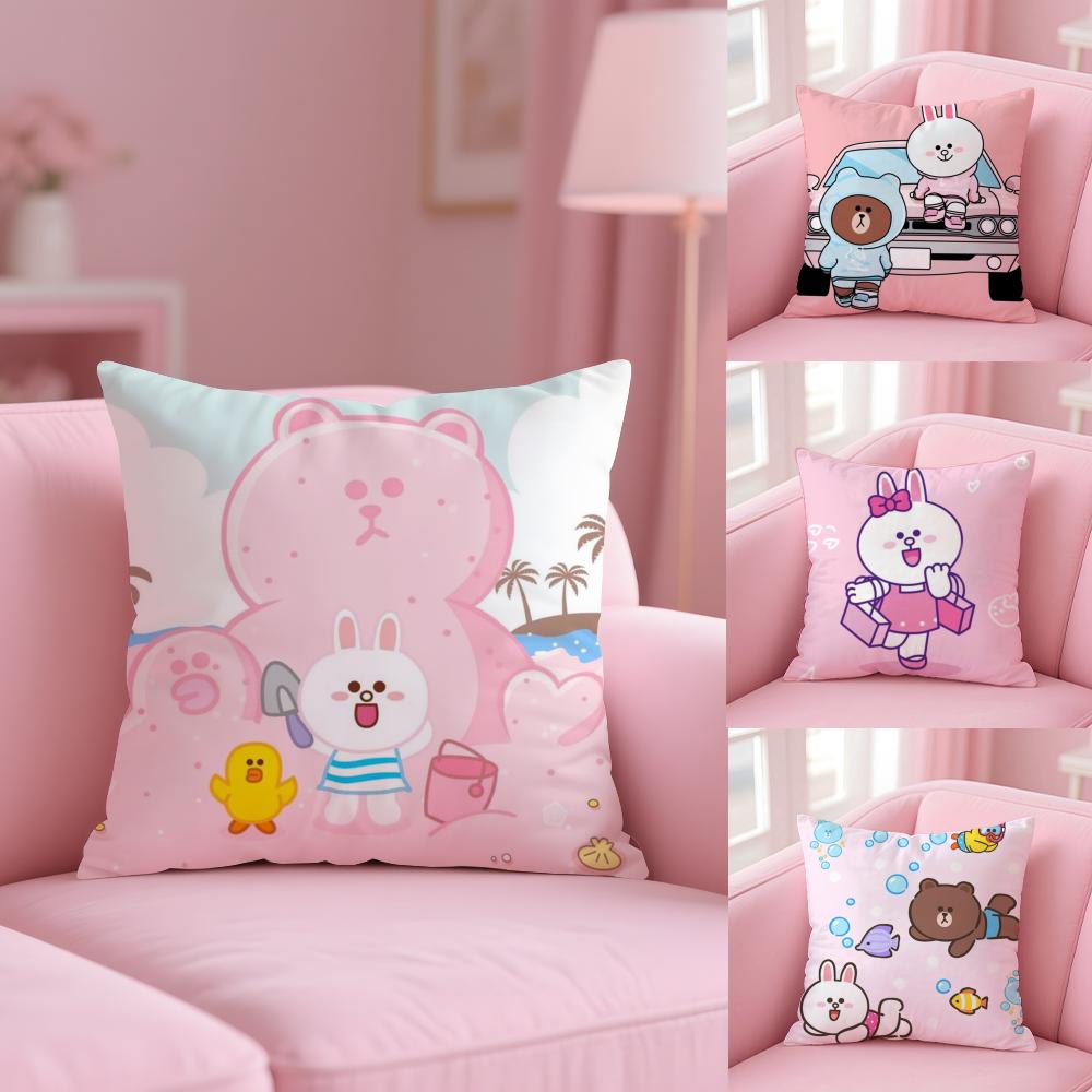 Kingdom L-Line F-Friends Pillow Case Plush Fabric Soft Double-Sided Printed Sofa Warm Winter Home Gift Cushion Cover