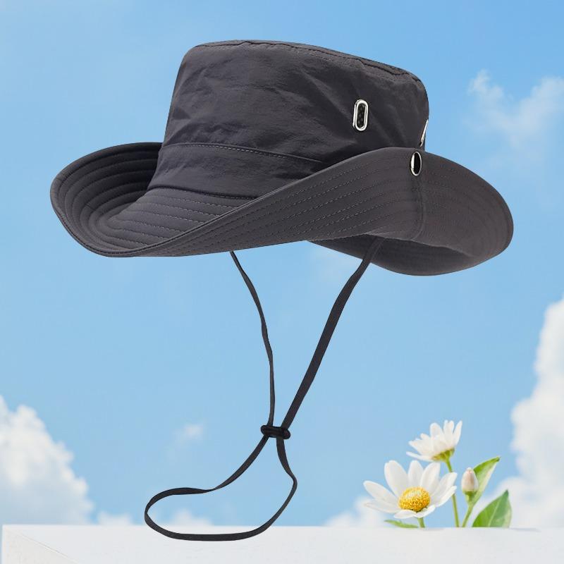 

Быстросохнущая панама с вышивкой, шляпа для активного отдыха, кемпинга, походов, шляпа на шнурке для альпинизма, мужская шляпа с широкими полями для альпинизма one size fits all темно-серого