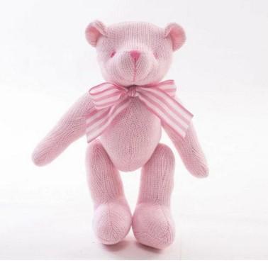Knitted Teddy Bear Plush Toy - Creative Yarn Doll with Moveable Joints, Articulated Soft Cuddle Toy for Kids & Collectors