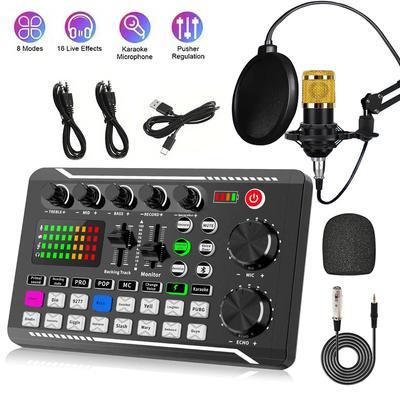 F998 Podcast Live Equipment Bundle, Professional Live Sound Card with Microphone Set Mixer Recording Studio Package Music Singin